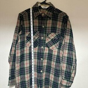 Vintage Woolrich Green and Red Wool Plaid Button Down Shirt
